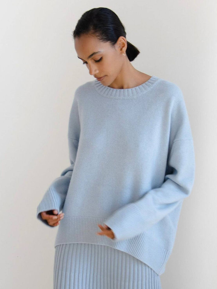 Oversized Crew Neck Knit Sweater light blue image 1 