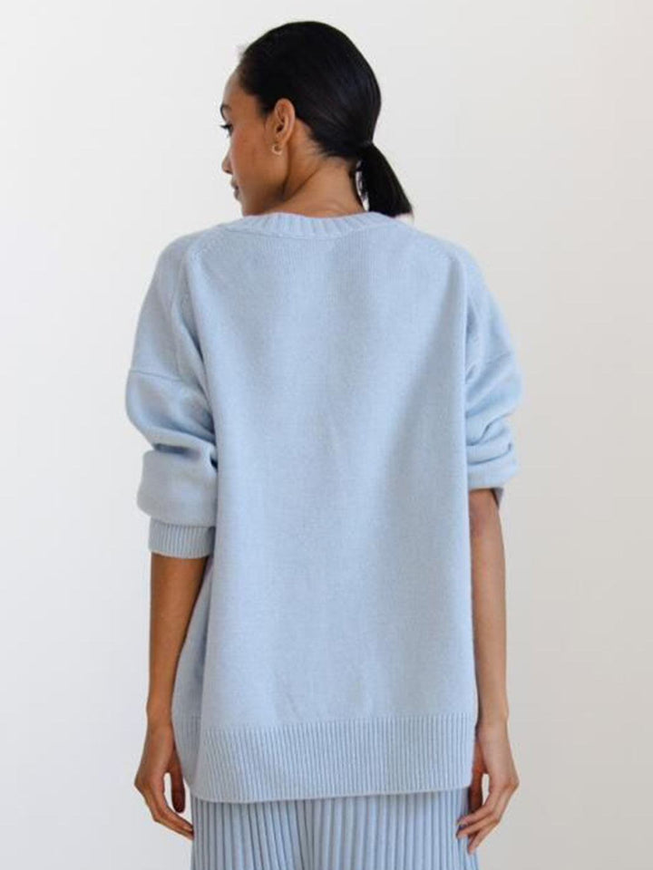 Oversized Crew Neck Knit Sweater light blue image 3 