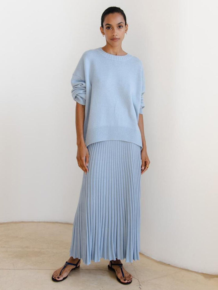 Oversized Crew Neck Knit Sweater light blue image 4 