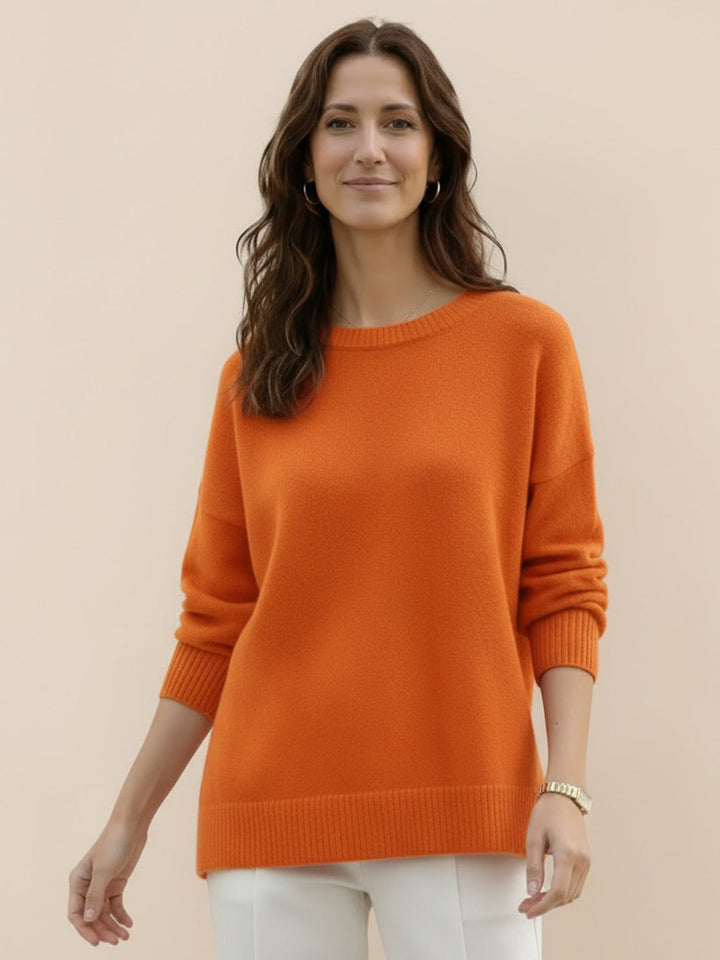 Oversized Crew Neck Knit Sweater orange image 1 