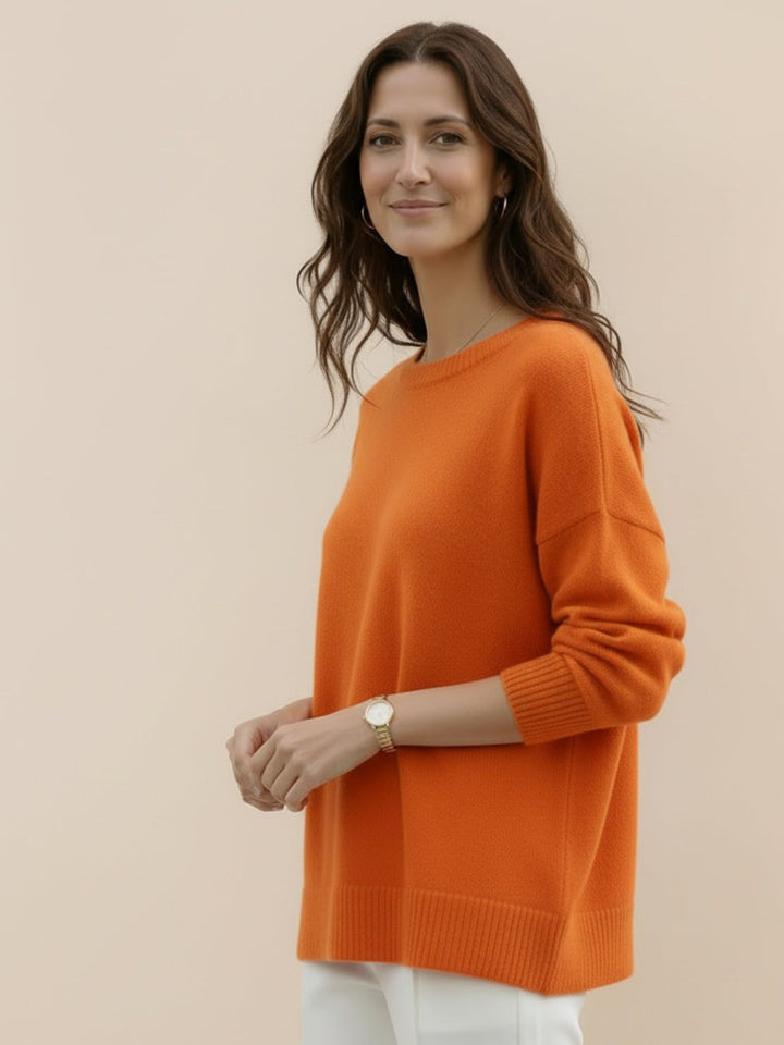 Oversized Crew Neck Knit Sweater orange image 2 