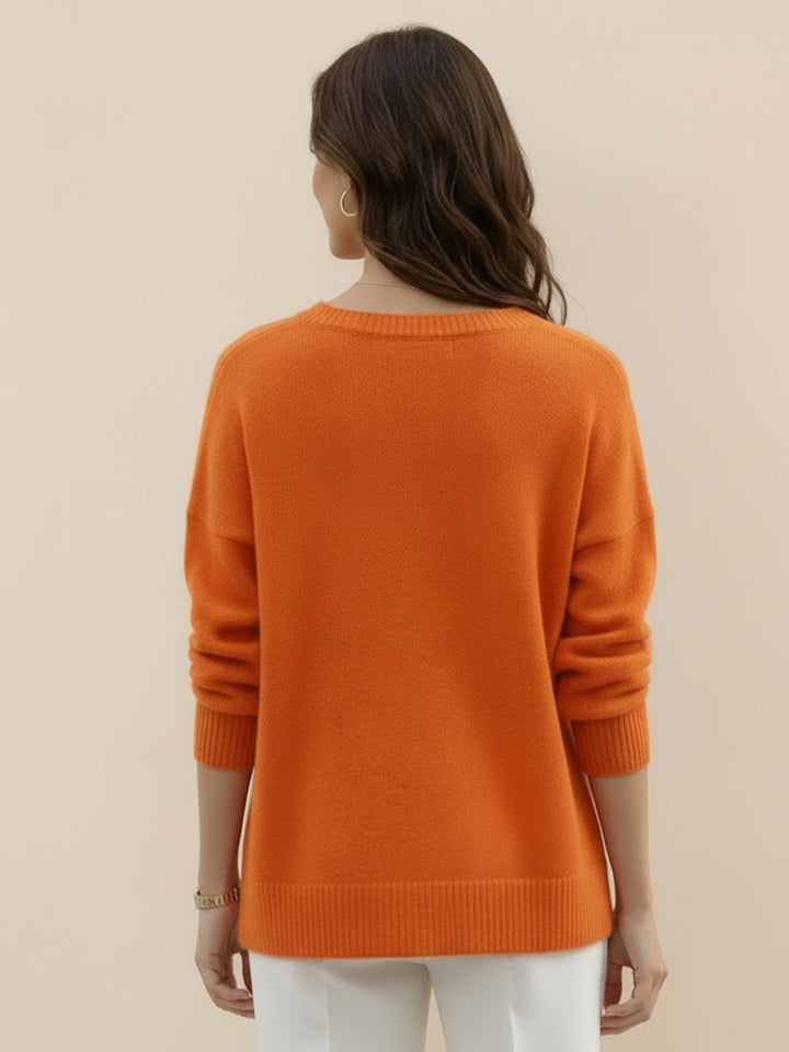 Oversized Crew Neck Knit Sweater orange image 3 