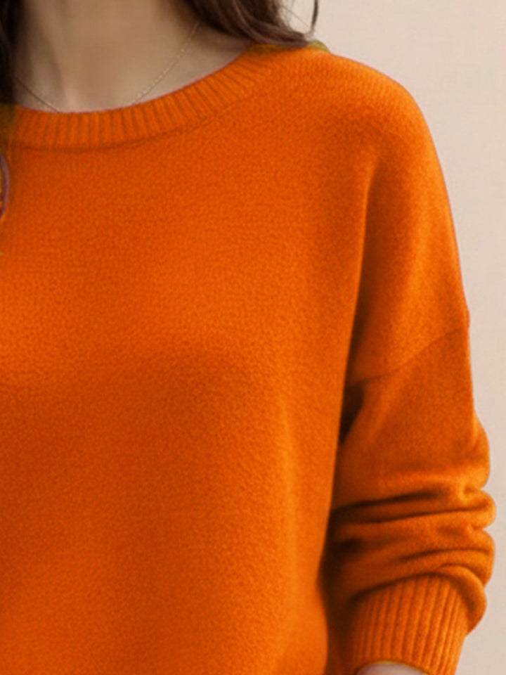 Oversized Crew Neck Knit Sweater orange image 5 