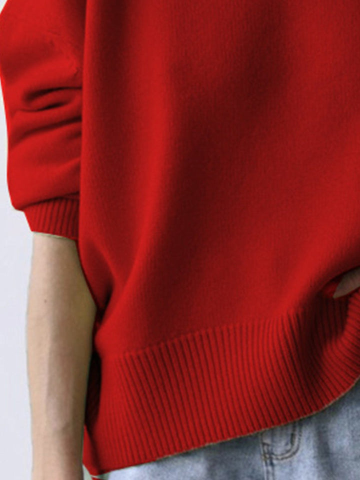 Oversized Crew Neck Knit Sweater dark red image 5 
