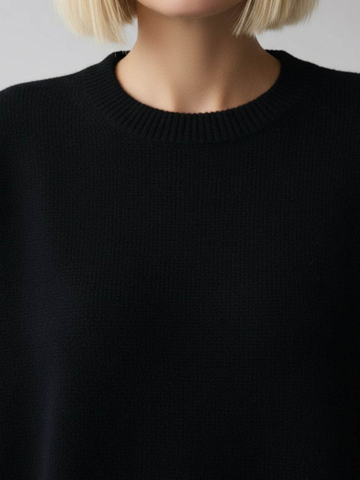 Oversized Crew Neck Knit Sweater black image 5 
