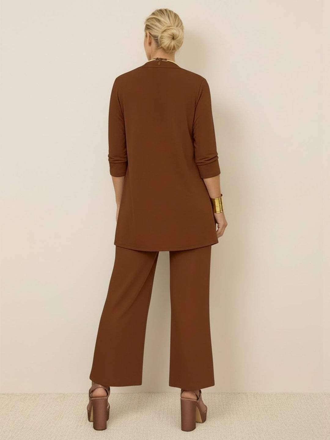 Open-Front Three-Piece Co-Ord brown image 3 