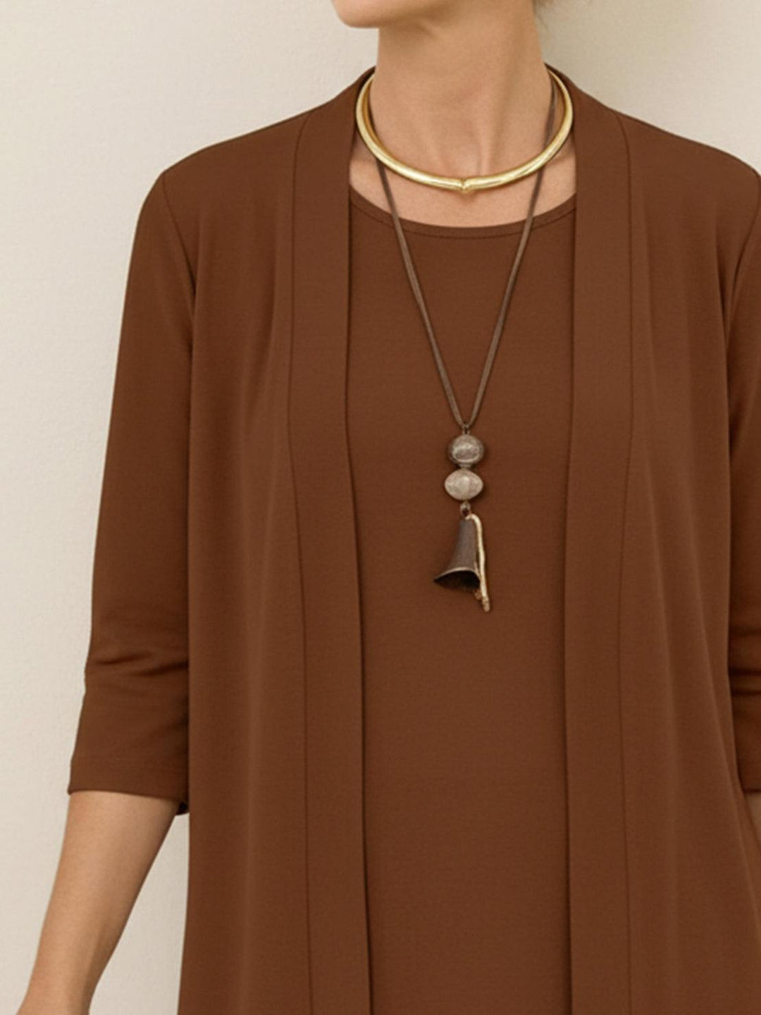 Open-Front Three-Piece Co-Ord brown image 6 