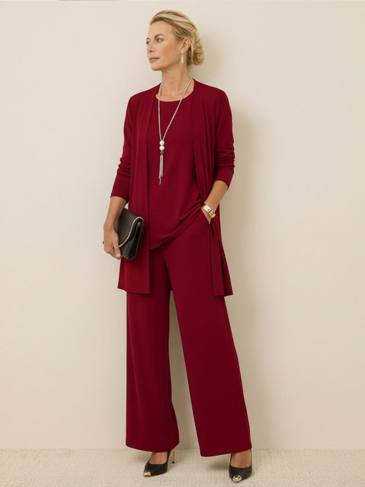 Open-Front Three-Piece Co-Ord wine red image 1 