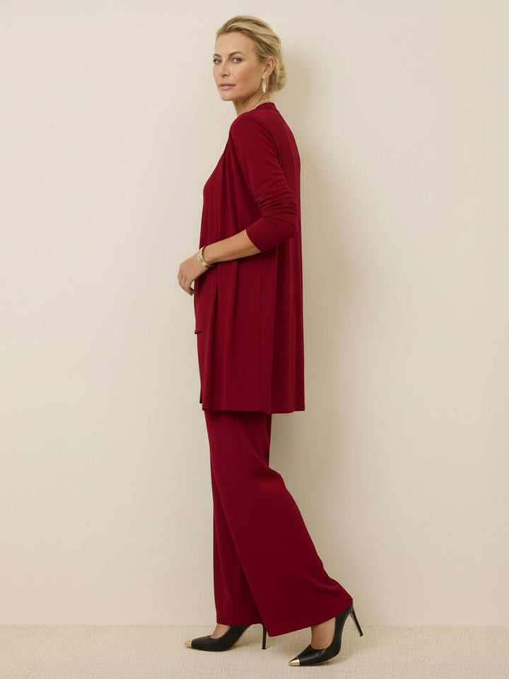 Open-Front Three-Piece Co-Ord wine red image 2 
