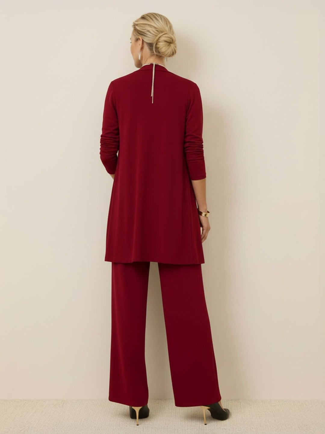 Open-Front Three-Piece Co-Ord wine red image 3 