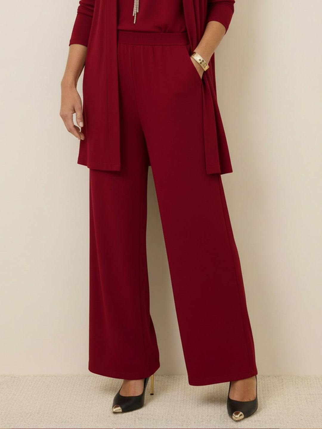 Open-Front Three-Piece Co-Ord wine red image 5 