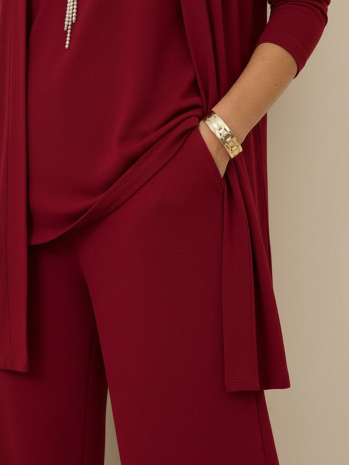Open-Front Three-Piece Co-Ord wine red image 6 