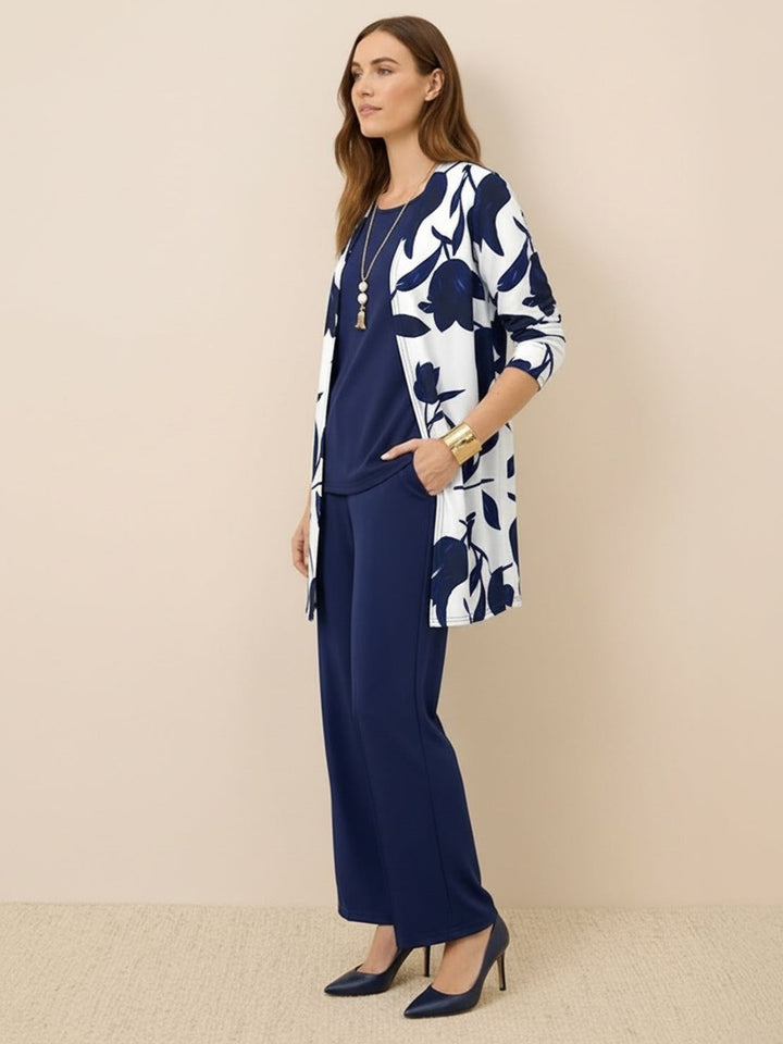Open-Front Three-Piece Co-Ord floral navy image 2 