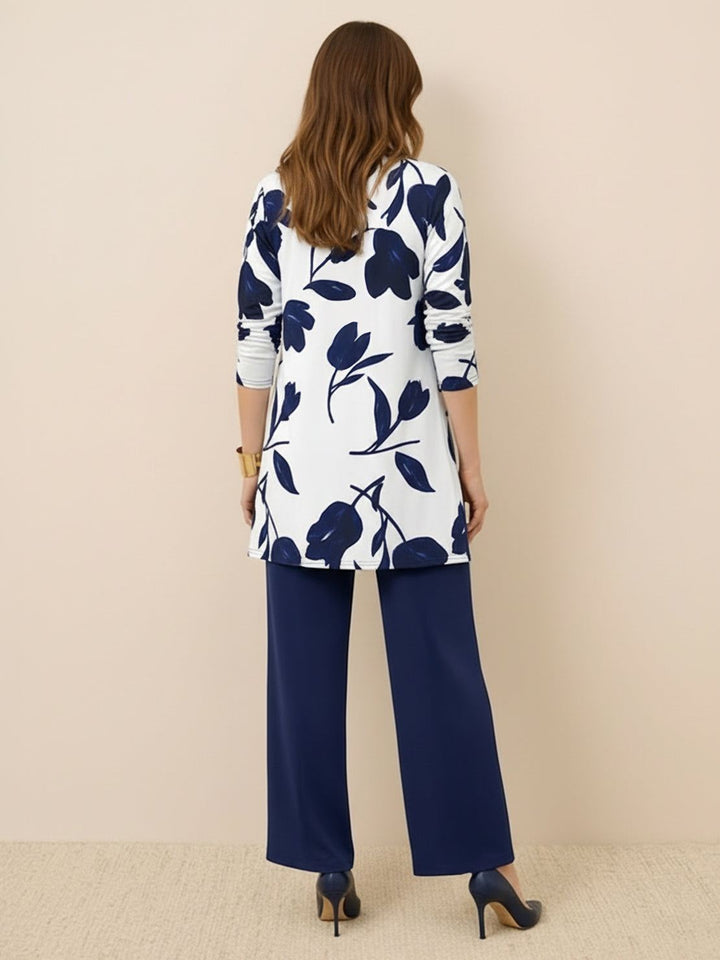 Open-Front Three-Piece Co-Ord floral navy image 3 