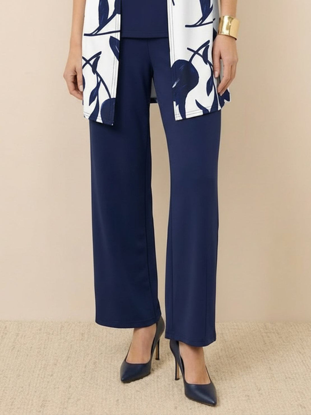 Open-Front Three-Piece Co-Ord floral navy image 5 
