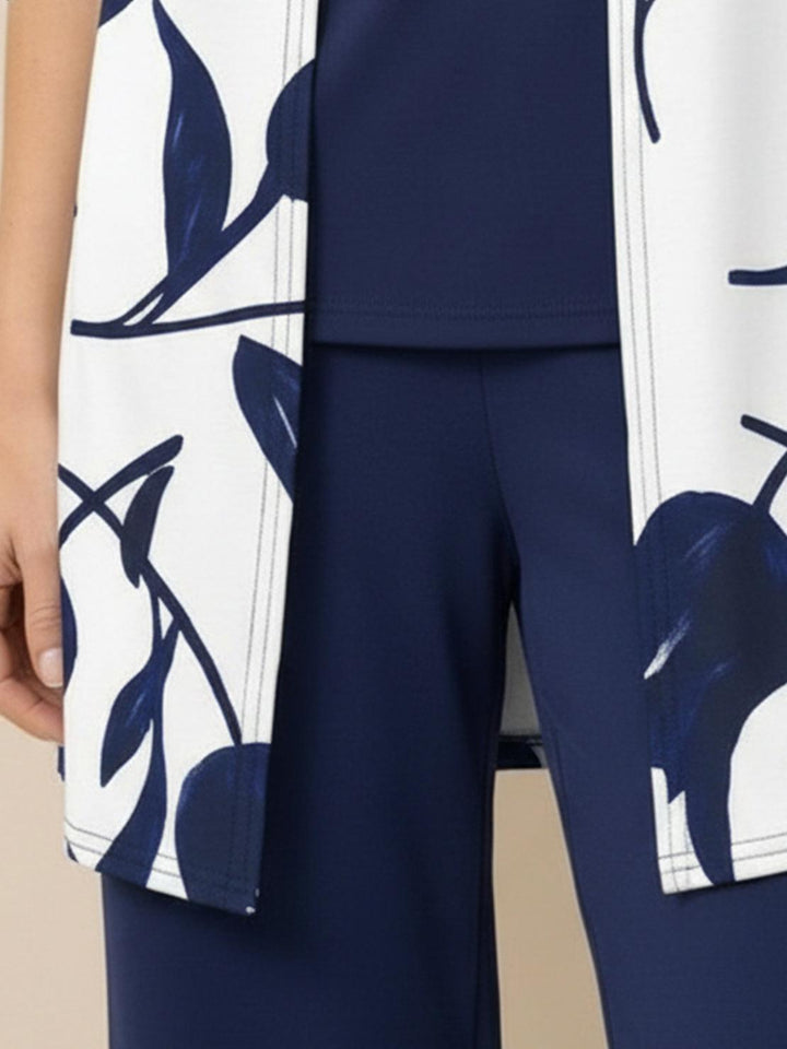 Open-Front Three-Piece Co-Ord floral navy image 6 