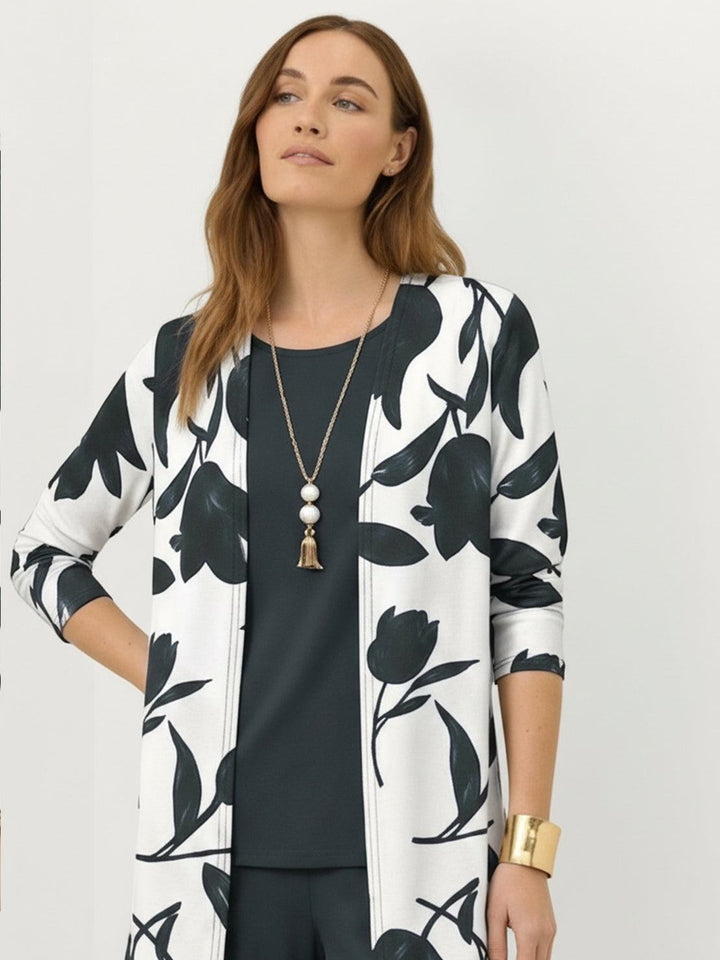 Open-Front Three-Piece Co-Ord floral gray image 4 