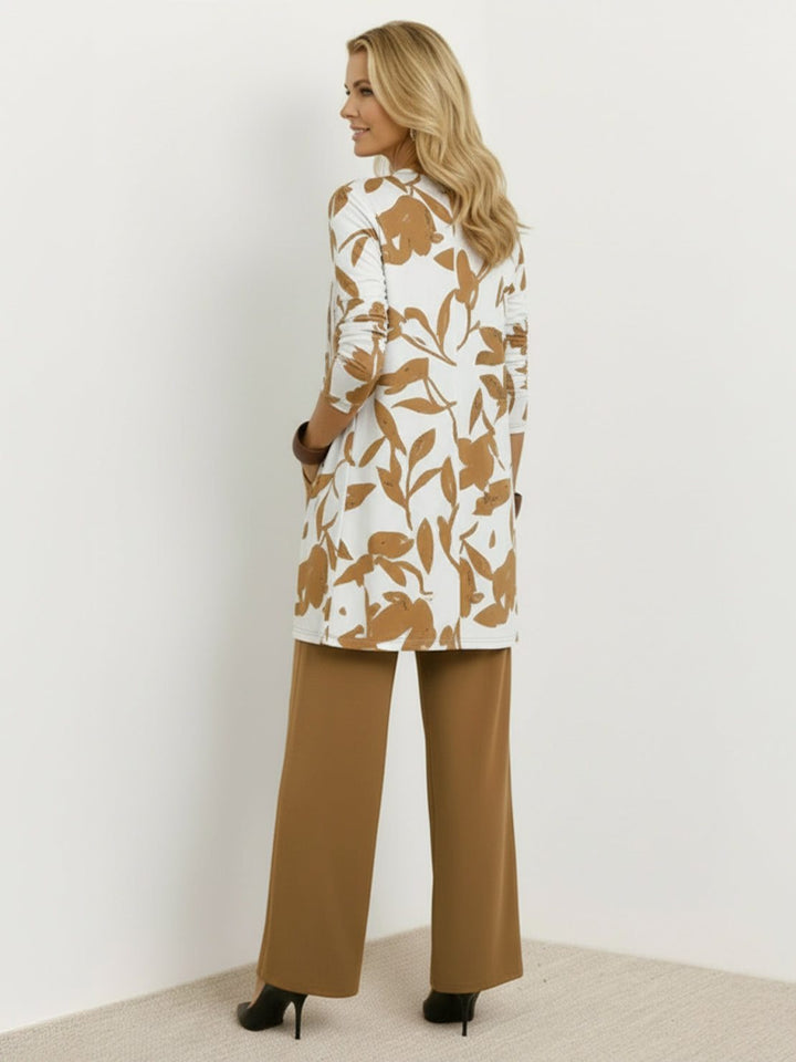 Open-Front Three-Piece Co-Ord floral golden image 3 