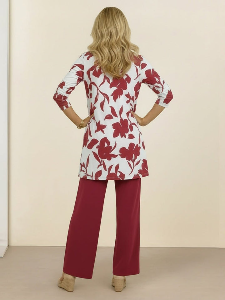 Open-Front Three-Piece Co-Ord floral raspberry image 3 