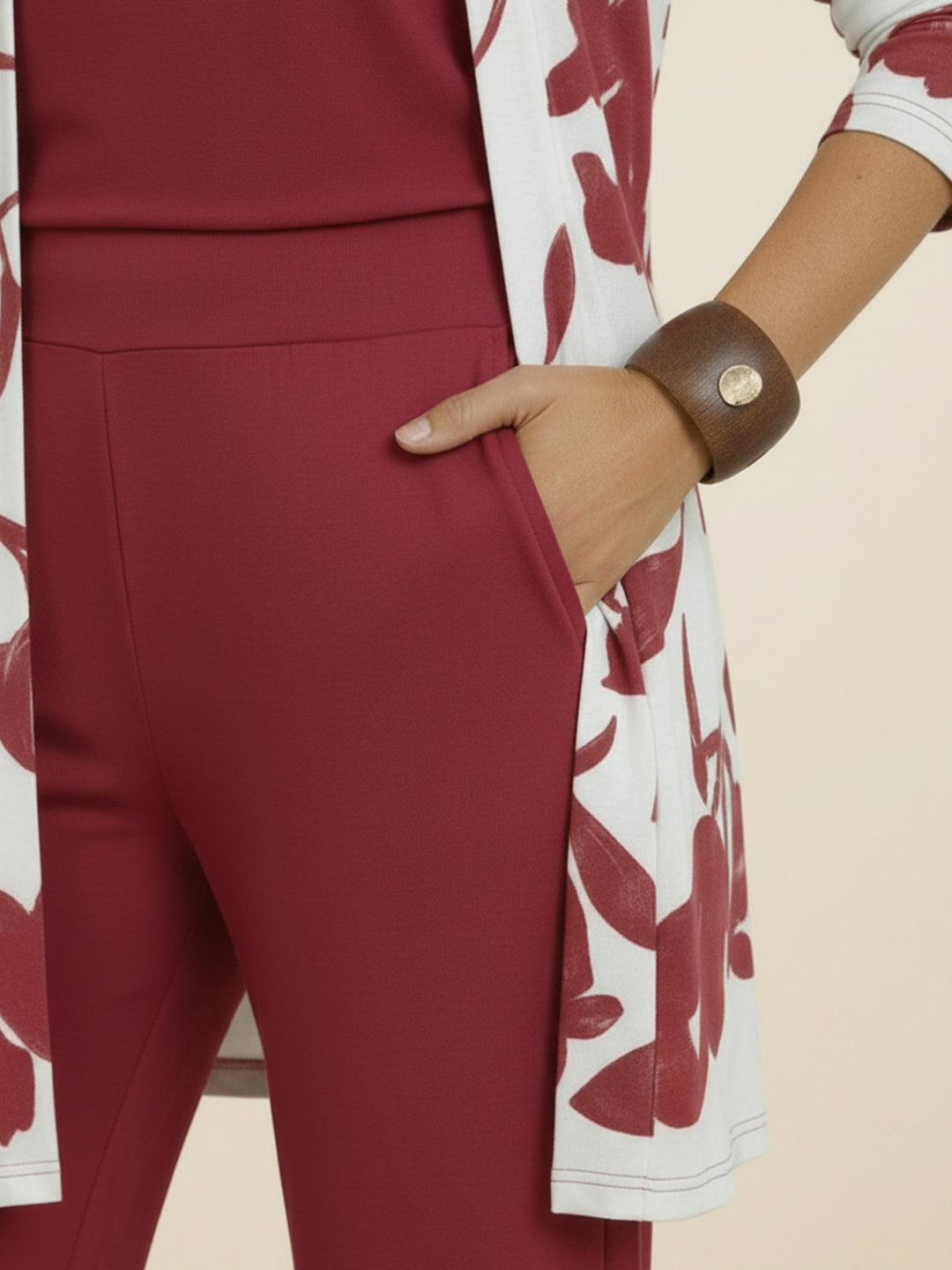Open-Front Three-Piece Co-Ord floral raspberry image 6 