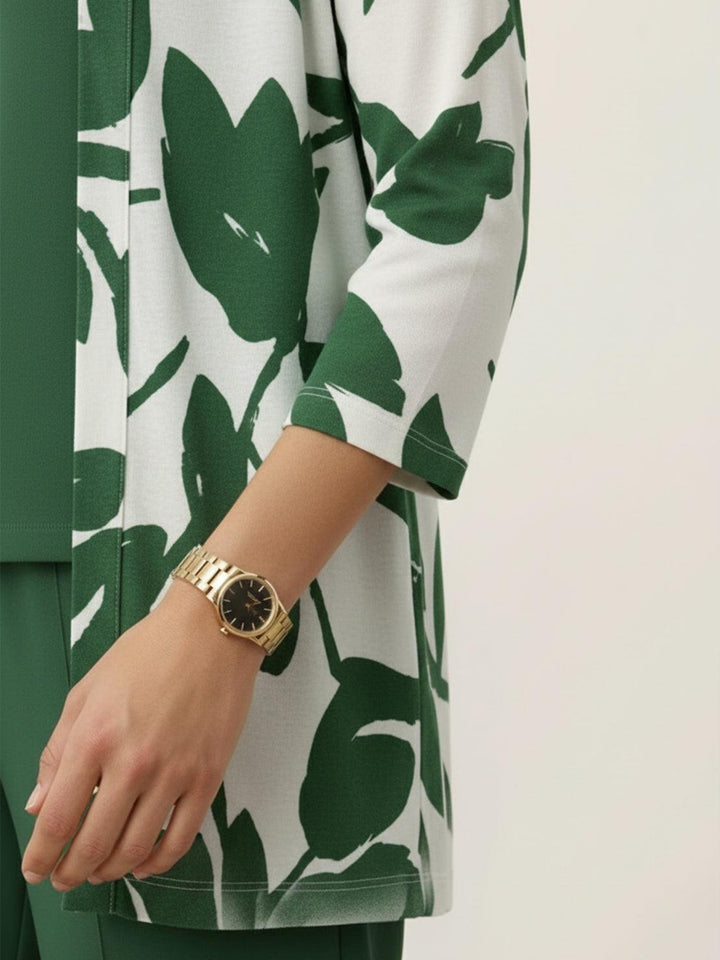 Open-Front Three-Piece Co-Ord floral green image 6 