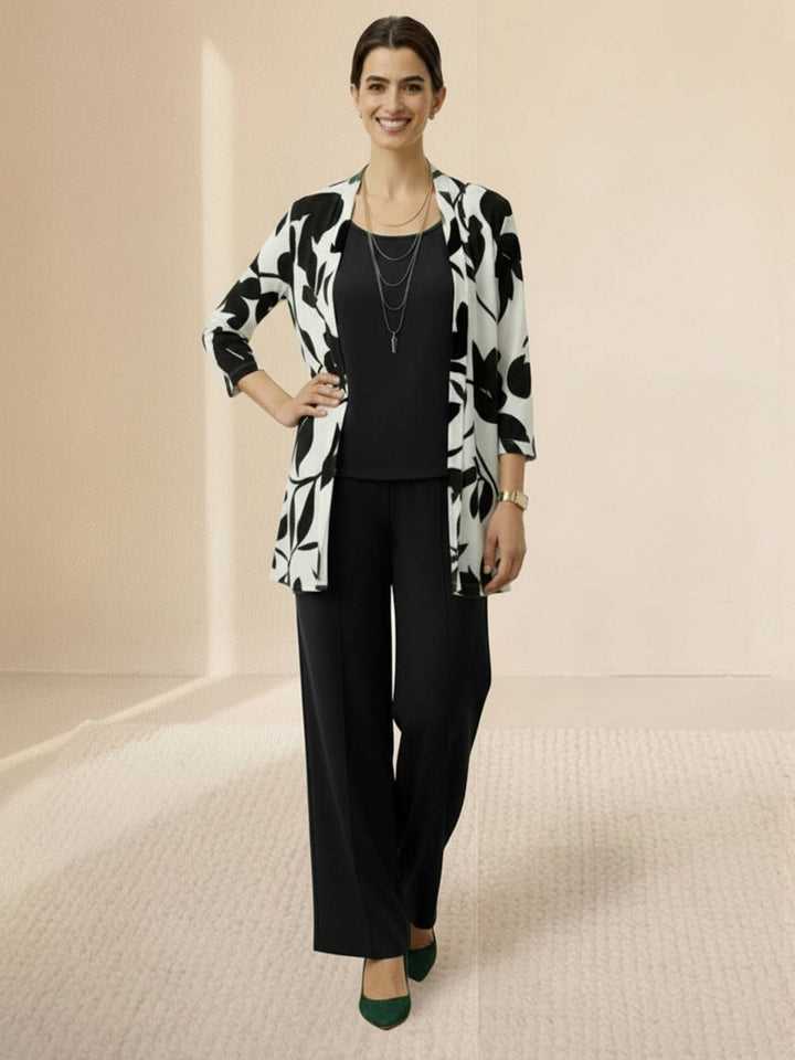 Open-Front Three-Piece Co-Ord floral deep black image 1 