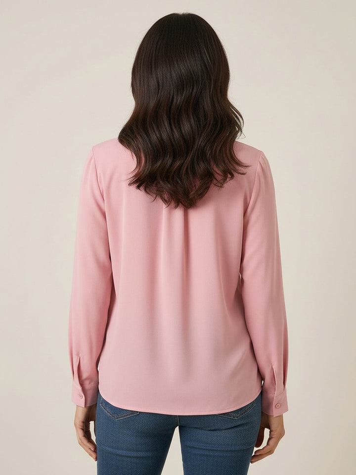 Pleated V-Neck Long-Sleeve light pink image 3 
