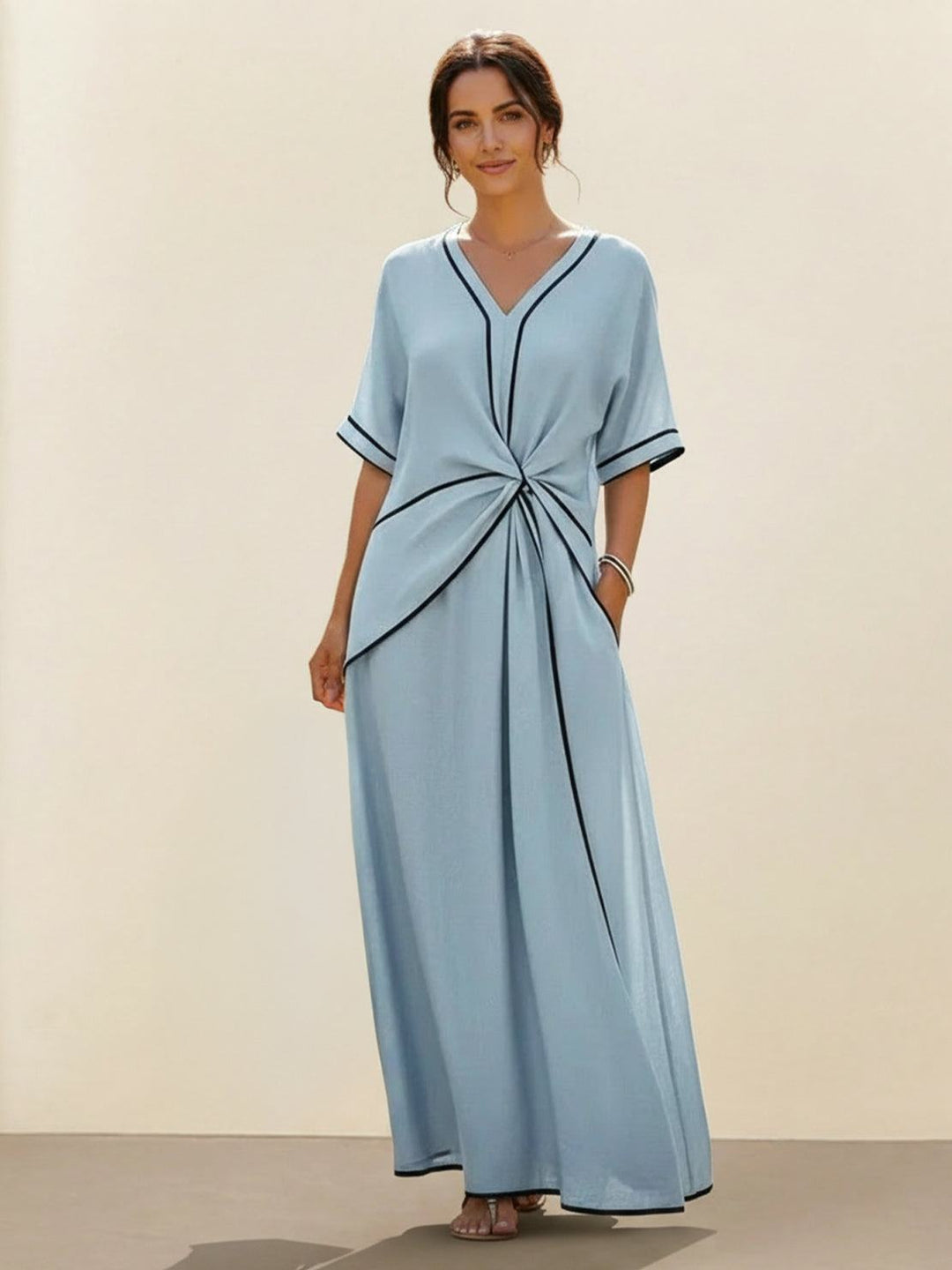 Knot-Waist Flowing Maxi Dress