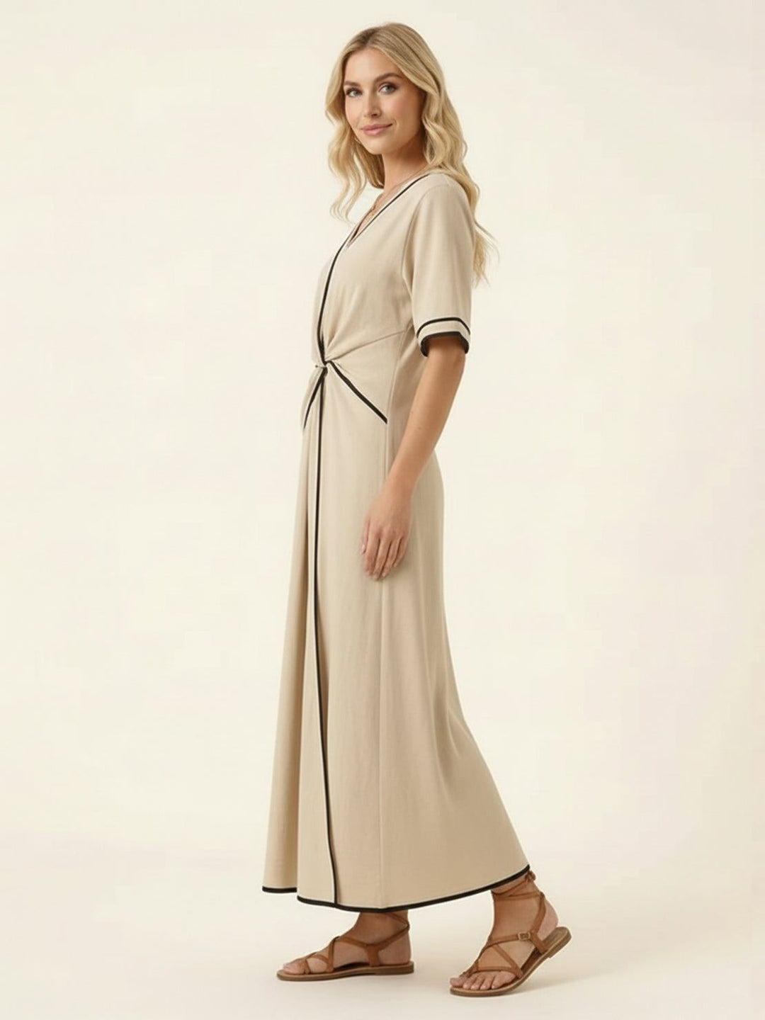 Knot-Waist Flowing Maxi Dress