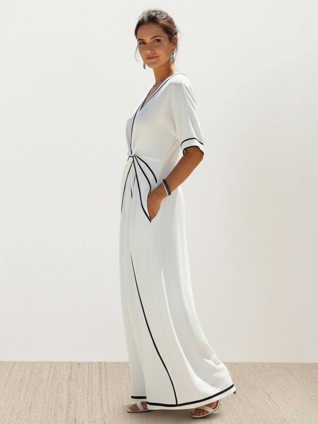 Knot-Waist Flowing Maxi Dress