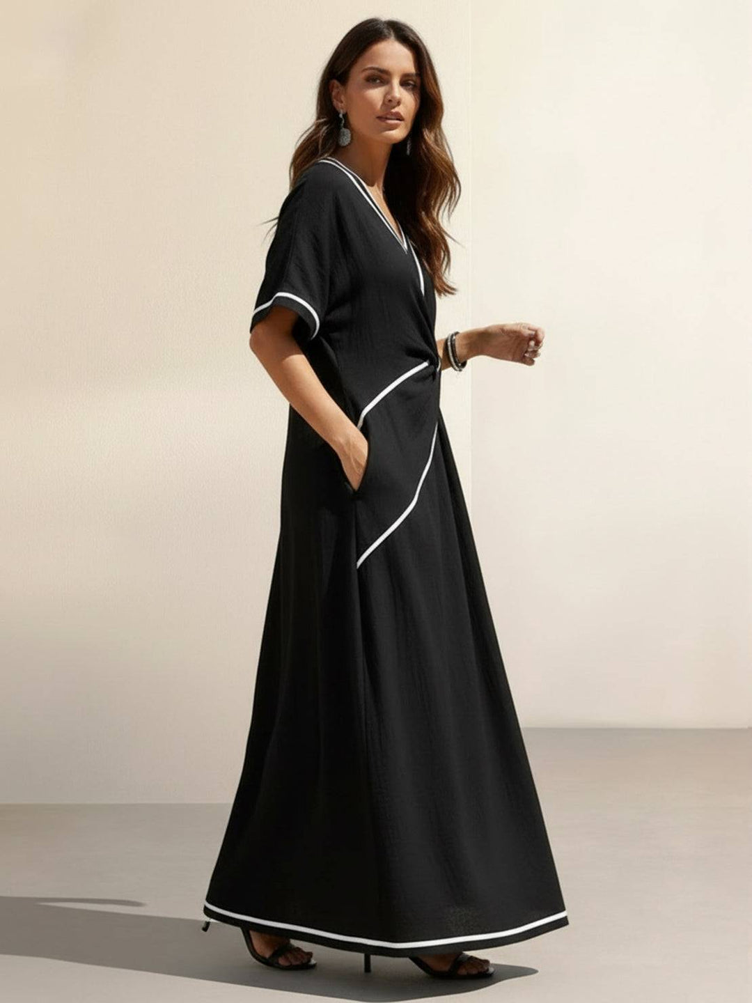 Knot-Waist Flowing Maxi Dress