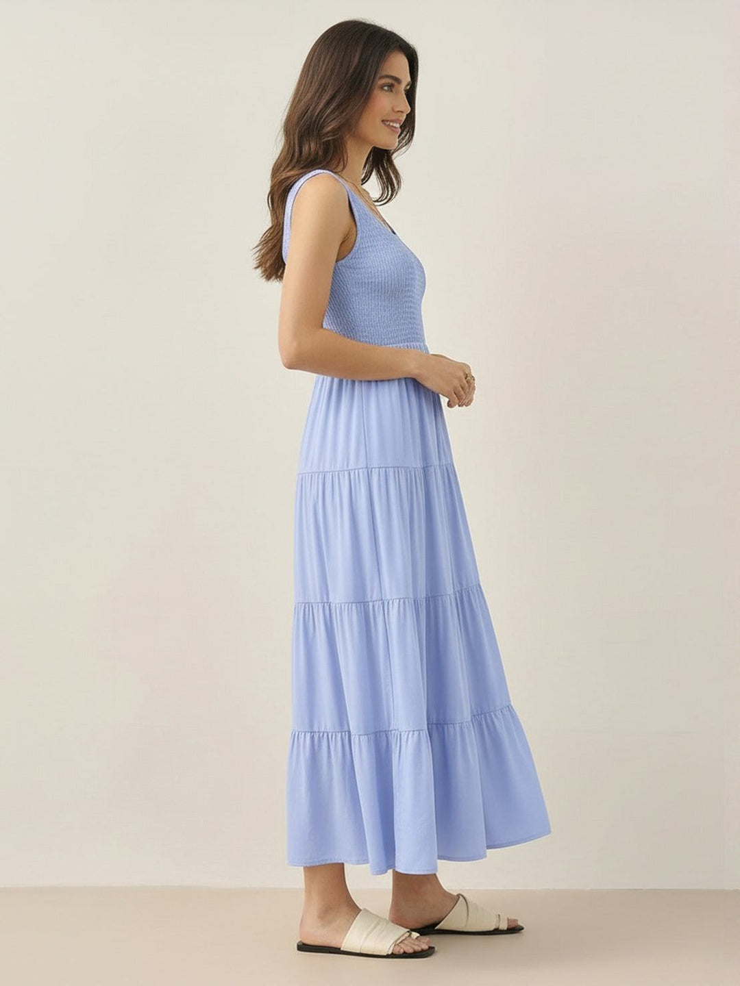 Smocked Sleeveless Maxi Dress pastel blue image 2 