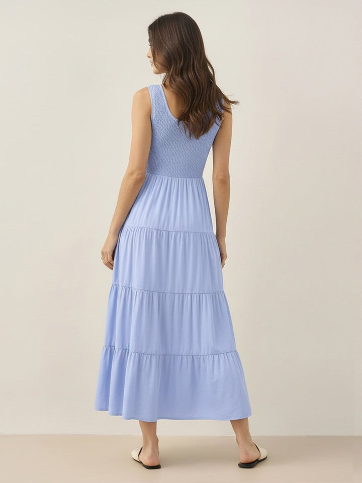 Smocked Sleeveless Maxi Dress pastel blue image 3 
