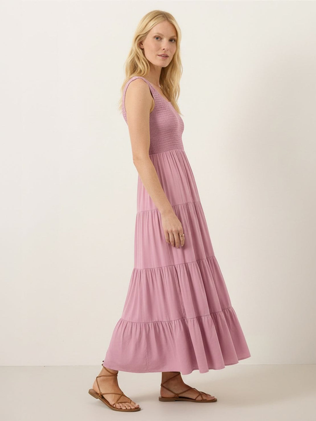 Smocked Sleeveless Maxi Dress light pink image 2 