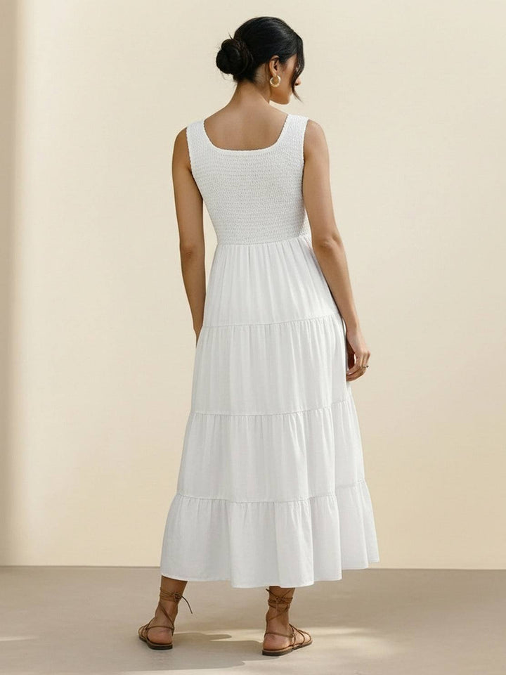 Smocked Sleeveless Maxi Dress white image 3 