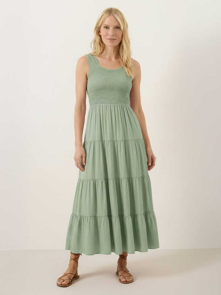 Smocked Sleeveless Maxi Dress sage green image 1 