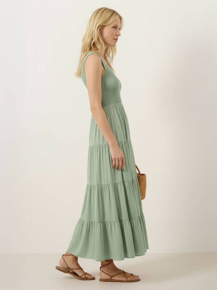 Smocked Sleeveless Maxi Dress sage green image 2 