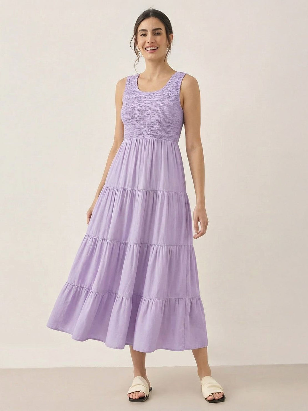Smocked Sleeveless Maxi Dress lavender image 1 