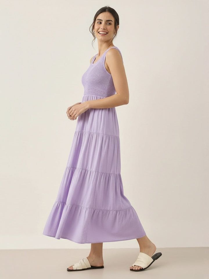 Smocked Sleeveless Maxi Dress lavender image 2 