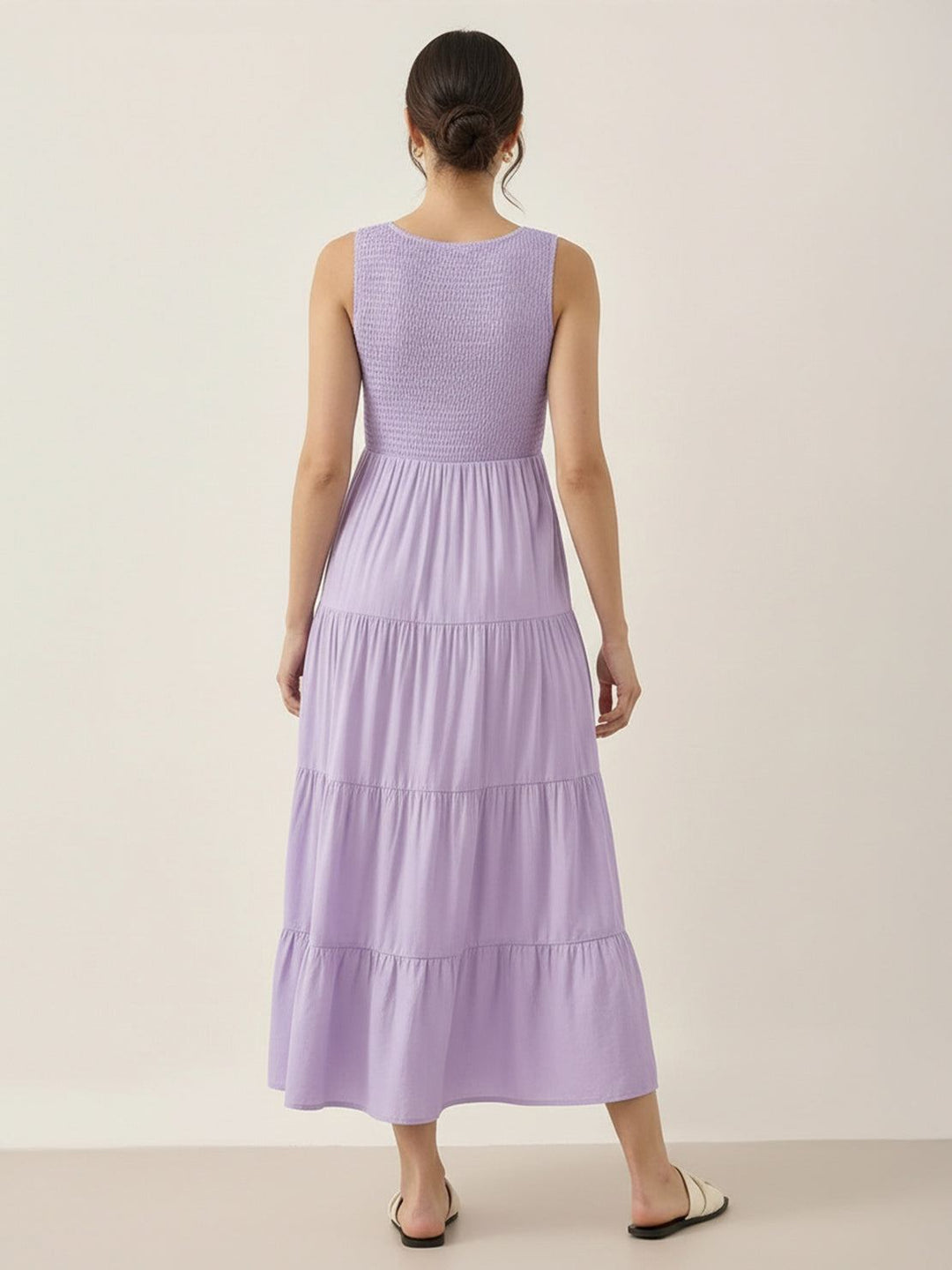 Smocked Sleeveless Maxi Dress lavender image 3 
