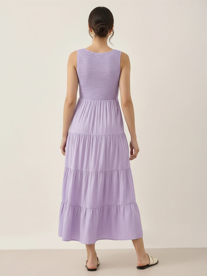 Smocked Sleeveless Maxi Dress lavender image 3 