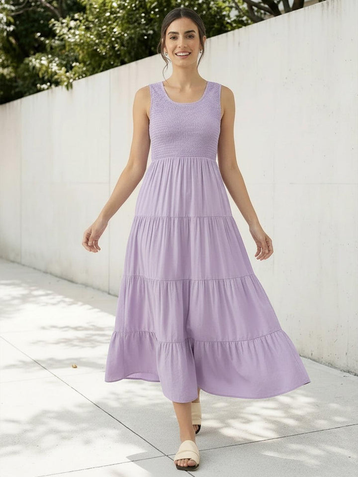 Smocked Sleeveless Maxi Dress lavender image 4 