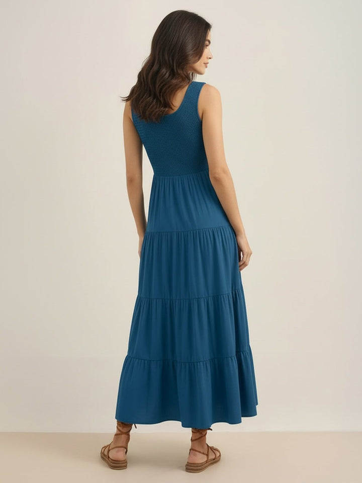 Smocked Sleeveless Maxi Dress ocean blue image 3 
