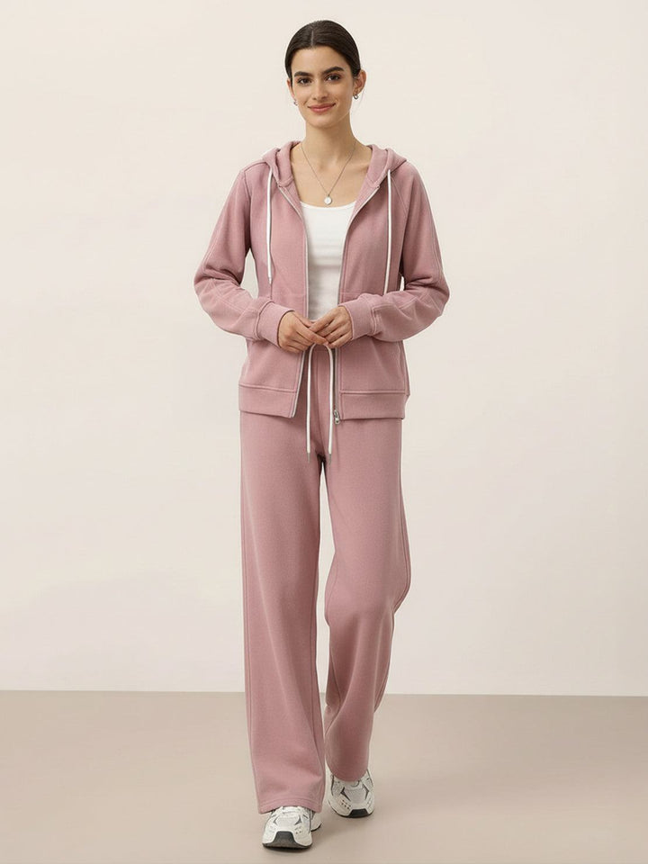 Chenille Zip-up Loungewear Set light pink image 1 