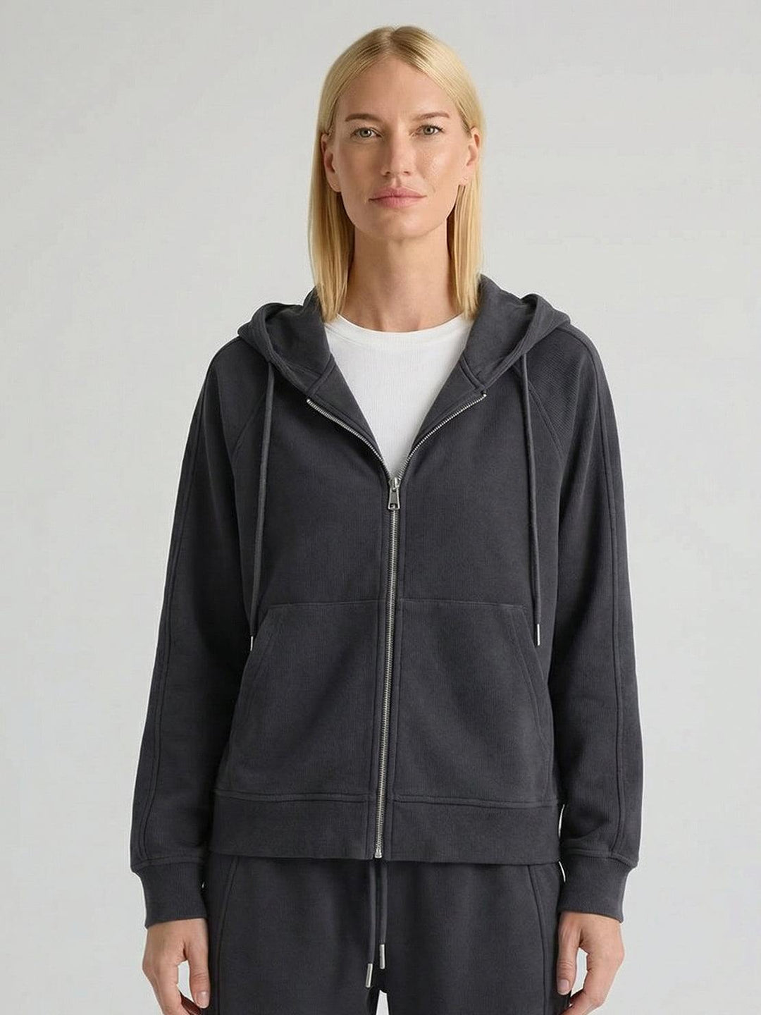 Chenille Zip-up Loungewear Set dark gray image 2 