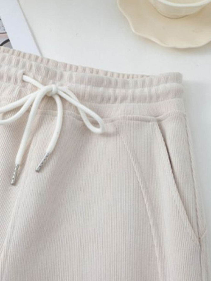 Chenille Zip-up Loungewear Set off white image 5 
