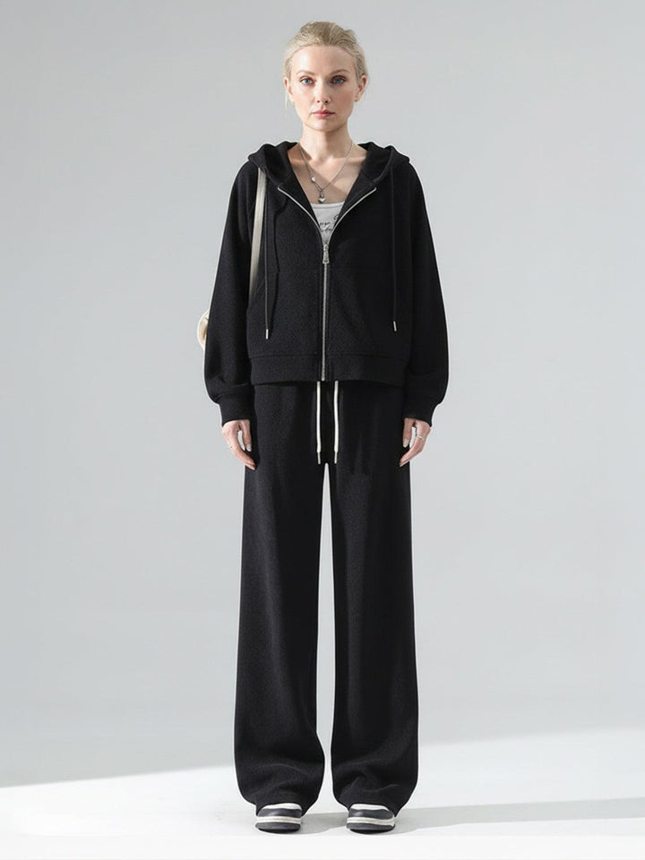 Chenille Zip-up Loungewear Set black image 1 