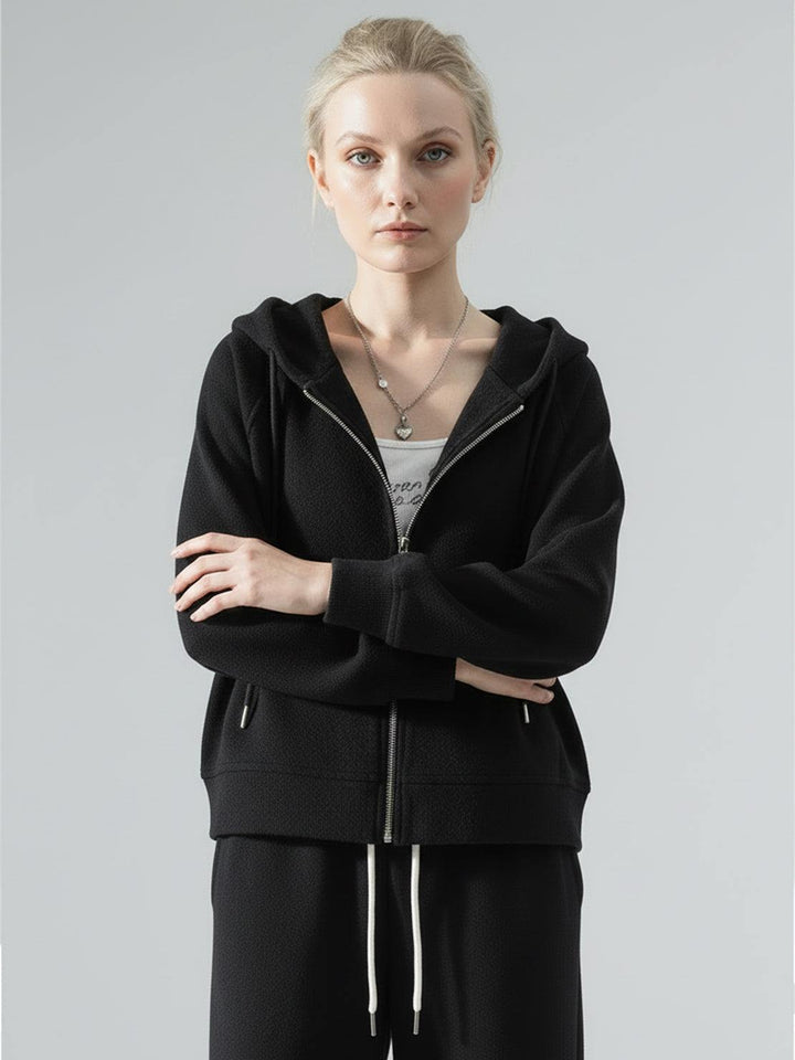Chenille Zip-up Loungewear Set black image 2 