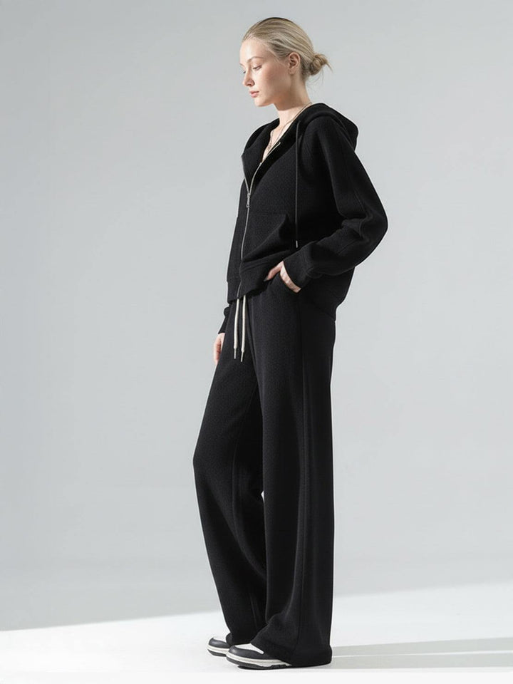 Chenille Zip-up Loungewear Set black image 4 