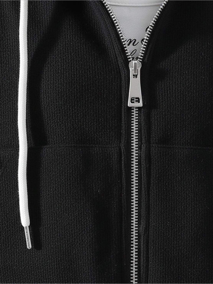 Chenille Zip-up Loungewear Set black image 5 
